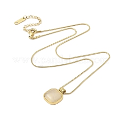 Collares con colgante cuadrado de ojo de gato y acero inoxidable 304&nbsp;NJEW-N055-11G