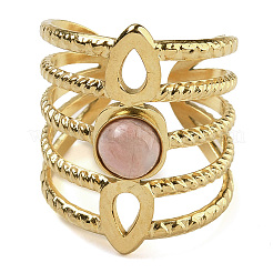 Anillos de dedo natural de rododita&nbsp;RJEW-U027-08G-09