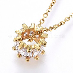 Collana con pendente in ottone con zirconia cubica&nbsp;NJEW-H486-18G