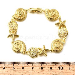 Sommer-Strand-Armbänder aus Messing mit Mikropflaster und klaren Zirkonia-Elementen in Seestern- und Muschelform&nbsp;LS-BJEW-C118-02A-G