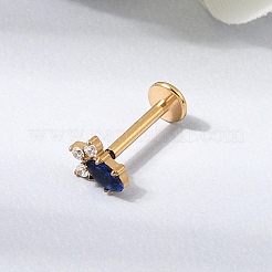 F136 Titan Pavé klare und blaue Zirkonia Pferdeauge Labrets mit Innengewinde&nbsp;ME-CBA9828-02G