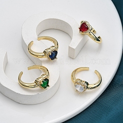 Gestellplattierung Messing Mikropflaster klare Zirkonia Manschettenfingerringe für Frauen&nbsp;RJEW-M028-49G