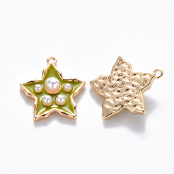 Pendentifs d'émail en laiton &nbsp;KK-T049-056G-04-NF