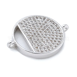 Breloques de connecteur rondes et plates en laiton plaqué micro pavé&nbsp;KK-A234-074P