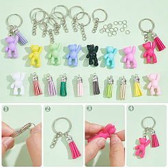 Kits de fabrication de porte-clés ours en acrylique opaque&nbsp;DIY-NB0008-02