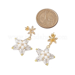 Boucles d'oreilles à tige en forme d'étoile en verre&nbsp;EJEW-MZ00256-03