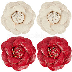 4 Stück Schuhdekoration aus Kunstleder mit Blumenmotiv in 2 verschiedenen Ausführungen&nbsp;AJEW-CL0005-01A