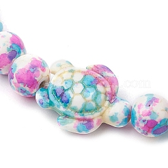 Braccialetti elastici con perline turchesi sintetiche tinte per donna e uomo&nbsp;BJEW-JB11549-02