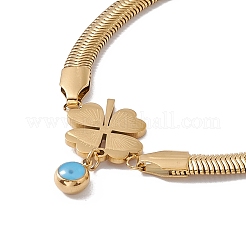 Bracciale a maglie malocchio smaltato con catene piatte a serpente&nbsp;BJEW-P284-06B-G