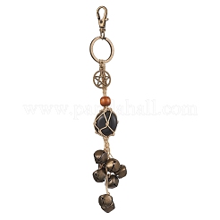 Sacchetto di filo di nylon intrecciato decorazioni pendenti in ossidiana naturale&nbsp;HJEW-JM02105
