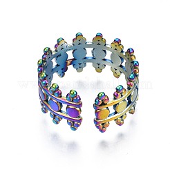 Bague manchette large et creuse en acier inoxydable 304&nbsp;RJEW-N038-071