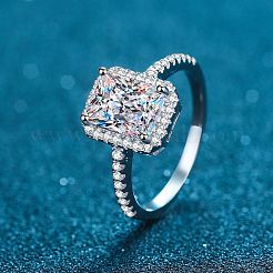 Anelli da dito in argento sterling con micro pavé da 925 mm e moissanite placcati in rodio da donna&nbsp;WG8E258-72