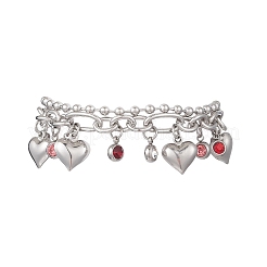 Herzförmige Armbänder aus 304 Edelstahl mit Figaro- und Kugelketten&nbsp;BJEW-JB13177-01
