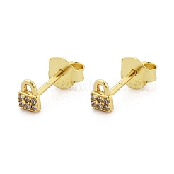 Boucles d'oreilles puces en argent sterling serties de micro-pavés de zirconiums cubiques transparents pour femmes&nbsp;EJEW-K307-03A-G