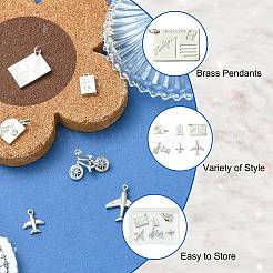 6 pz 6 stili ottone micro pavé zirconi cubici trasparenti ciondoli&nbsp;KK-CJ0003-31