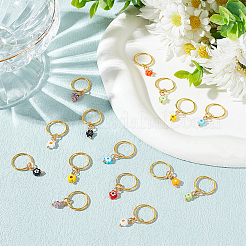 24 Stück 8 Farben handgefertigte Millefiori-Glas- und Eisengeflecht-Haaranhänger-Dekorationsclips&nbsp;OHAR-AB00009
