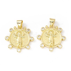 Ciondoli in ottone con placcatura a cremagliera con micro pavé di zirconi chiari&nbsp;ZIRC-I058-22G