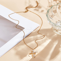 1 Stück Messing Kristall Strass drehbare Krone Kreuz Anhänger Kabel Kette Halsketten für Frauen&nbsp;NJEW-LP0001-30