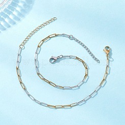 2 bracelet en acier inoxydable 304 bicolore avec chaîne trombone pour femme&nbsp;BJEW-JB12741