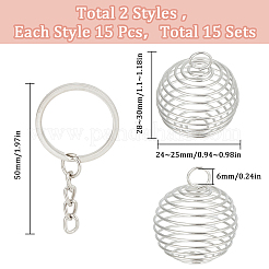 Kit de fabrication de porte-clés en fer avec breloques en forme de cage vierge à faire soi-même&nbsp;DIY-SC0024-63