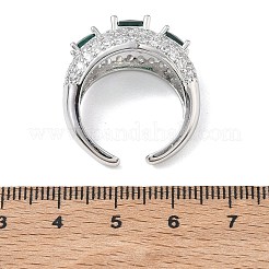 Bagues ouvertes en laiton avec micro pavé de zircones cubiques pour femmes&nbsp;RJEW-L343-13P-04
