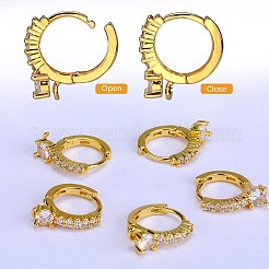 10 piezas de latón micro pavé claro circonio cúbico pendientes de aro fornituras&nbsp;ZIRC-SZ0005-14