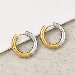 Boucles d'oreilles créoles bicolores en acier inoxydable 201&nbsp;EJEW-Q002-01G-06