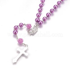 Collier de perles de chapelet en verre imitation de verre pour Pâques&nbsp;NJEW-WH0005-06