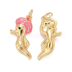 Pendentifs en laiton émaillé de placage de crémaillère&nbsp;KK-I689-18G
