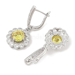 Orecchini a cerchio in ottone con zirconi cubici e fiori per donna&nbsp;EJEW-I304-25P