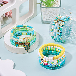 15 Stück Polymer Clay Heishi Perlen Stretch-Armband-Sets&nbsp;BJEW-TA00679