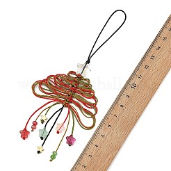 Pendentif décoratif en verre et nylon tressé&nbsp;HJEW-TA00490