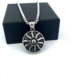 Collar vintage de acero inoxidable 304 con colgante de girasol para mujer y hombre.&nbsp;PF9276