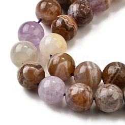 Natürliche Amethyst-Spitzenachat-Perlenstränge&nbsp;G-H312-C01-12mm