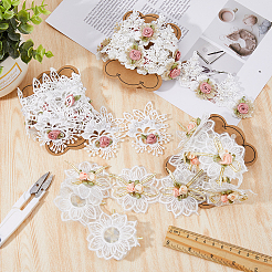 3 yard 3 styles de rubans de dentelle à fleurs en polyester faits à la main&nbsp;OCOR-DC0001-01