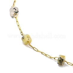 Fußkettchen mit Perlen in Säulenform aus natürlichen Edelsteinen und PVD-Vakuumbeschichtung&nbsp;AJEW-Z008-03