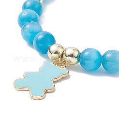 Rundes Stretch-Armband mit Katzenaugenperlen&nbsp;BJEW-JB09329