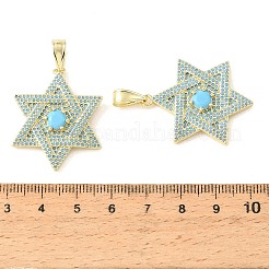 Colgantes de circonita cúbica azul cielo con micro pavé de latón&nbsp;CU-CBA6938-04G-02