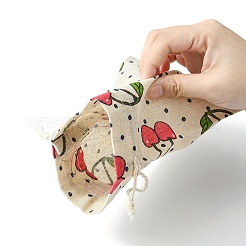 10 Stück 5 Stile bedruckte Polycotton-Verpackungsbeutel (Polyester-Baumwolle) mit Kordelzug&nbsp;ABAG-YW0001-04