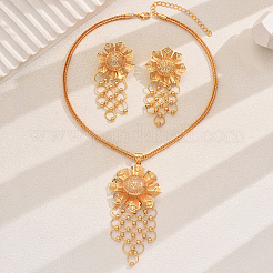 Ohrringe und Halsketten-Sets mit hohlen Blumenquasten aus Eisen und Strass für Frauen&nbsp;TF2219