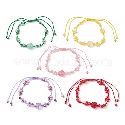 Perline di vetro rosa e braccialetti di perline di vetro intrecciate&nbsp;BJEW-MZ00313