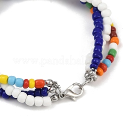 Bracciali multifilo con perline di vetro per donna&nbsp;BJEW-JB12052-03