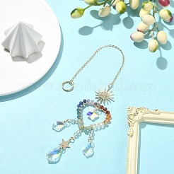 Décorations pendentif en perles de pierres précieuses chakra&nbsp;HJEW-JM01152-04