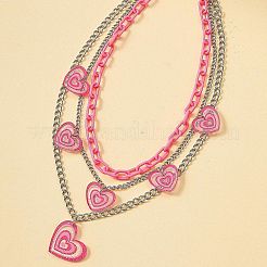 Herzanhänger aus pinkfarbenem Acryl mit Glitzer&nbsp;FS-WG9B734-01