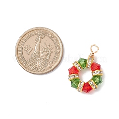 2 Stück 2 Farben Imitation österreichischer Kristall K9 Glas & Messing Kristall Strass Perlen Sechseck Anhänger&nbsp;PALLOY-JF04343