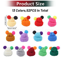 52 Stück handgefertigter Puppenhut aus Polyester in zwei Farben.&nbsp;AJEW-CA0004-44
