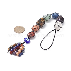 Decorazioni pendenti tascabili con pietre preziose naturali da 7 chakra&nbsp;HJEW-JM01049-01