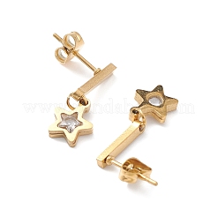 3 par de aretes colgantes con número romano y estrella de rhinestone de cristal de 3 estilos&nbsp;EJEW-B020-02G