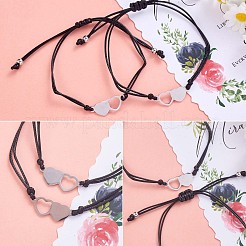 Ensemble de bracelets à maillons en forme de cœur en acier inoxydable 430 de 2 styles&nbsp;JB714A