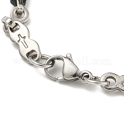 Bracciale bicolore in acciaio inossidabile 201 con colonna e catena a maglie incrociate&nbsp;BJEW-B078-34BP